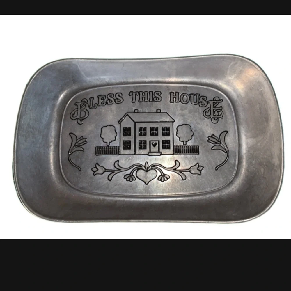 BREAD TRAY. “BLESS THIS HOUSE”. Wilton Armetale. Good condition.